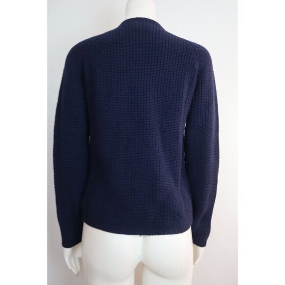 VINTAGE WOMEN'S NAVY BLUE CARDIGAN SWEATER - RIKI FOR CRAZY HORSE - SIZE S - Picture 4 of 6